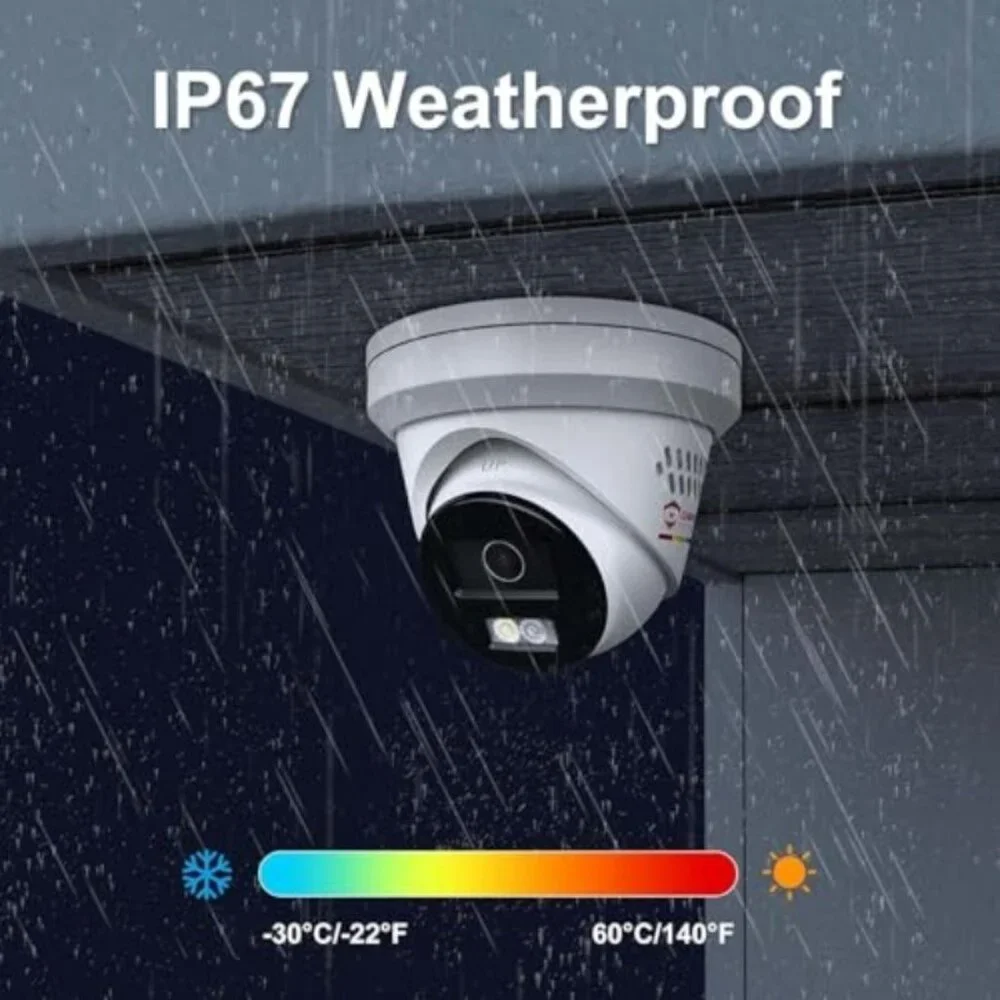 New 5MP IP PoE Camera, Active Deterrence IP Security Camera Outdoor, Aduio &